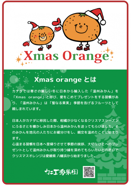 「クリスマスオレンジ」始まりました。